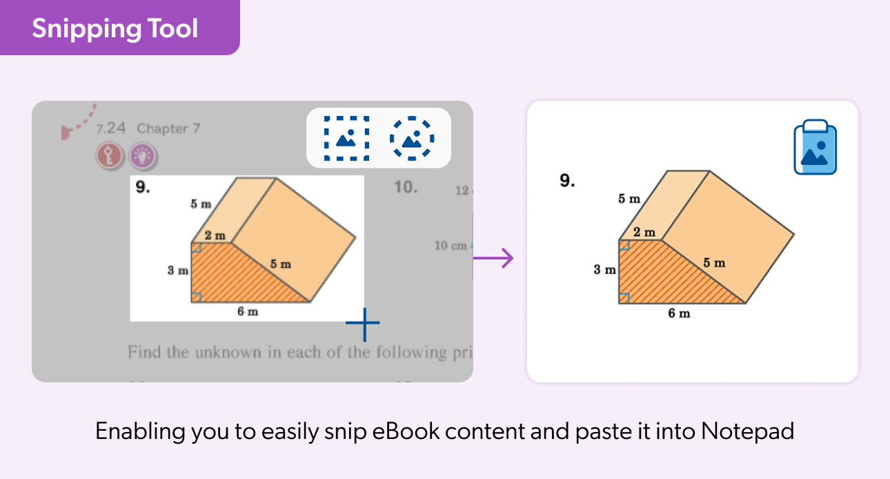 Snipping Tool: Enabling you to easily snip eBook content and paste it into Notepad