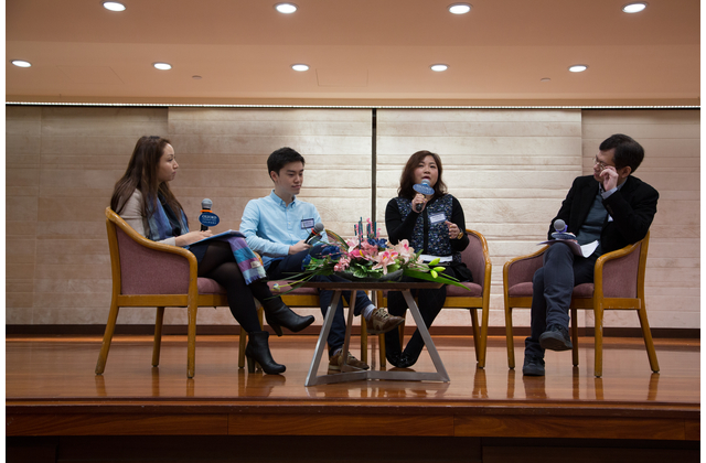 Ms Debbie Shek, Ms Rowan Sit, Mr Lester Sze and Mr Perry Lam discuss about helping students to prepare for the exam.