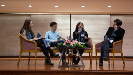 Ms Debbie Shek, Ms Rowan Sit, Mr Lester Sze and Mr Perry Lam discuss about helping students to prepare for the exam.