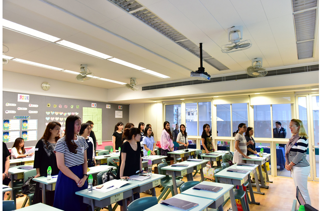 Teachers practising solo verse with Ms Kempton.