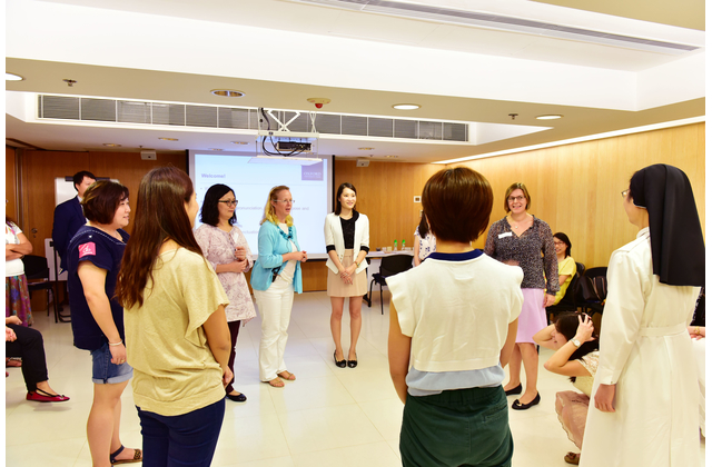Teachers playing warm-up games
