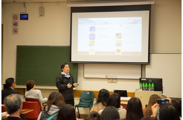 Mr Mung Wai-lun, teacher from Fung Kai No.1 Primary School, giving us some insights into the development of e-learning at school