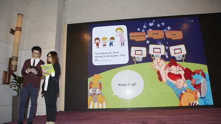 The Editorial team demonstrating the interactive games in Ready. 